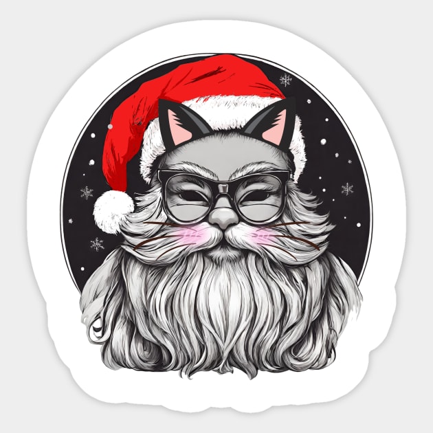 Santa Claus with cat ears and cat whiskers, Christmas festival Sticker by K-Kwan